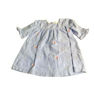 Janie and Jack blue floral embroidered quarter ruffle sleeve dress SIZE 18-24M